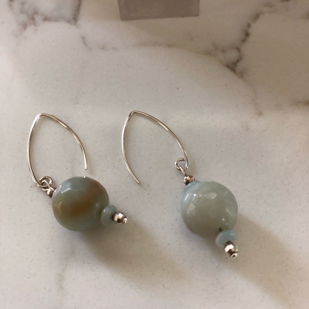 STERLING natural green stone earrings